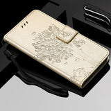 For OPPO A9 2020 A5 2020 Tree Cat Sunflower Butterfly Embossed Leather Case For Realme 5 Pro 5S 5i 3 Pro Flip Wallet Phone Bag