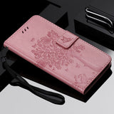 For OPPO A9 2020 A5 2020 Tree Cat Sunflower Butterfly Embossed Leather Case For Realme 5 Pro 5S 5i 3 Pro Flip Wallet Phone Bag