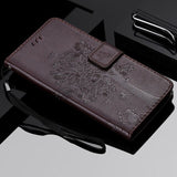 For OPPO A9 2020 A5 2020 Tree Cat Sunflower Butterfly Embossed Leather Case For Realme 5 Pro 5S 5i 3 Pro Flip Wallet Phone Bag