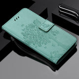 For OPPO A9 2020 A5 2020 Tree Cat Sunflower Butterfly Embossed Leather Case For Realme 5 Pro 5S 5i 3 Pro Flip Wallet Phone Bag