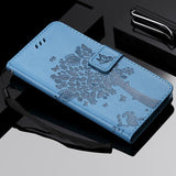 For OPPO A9 2020 A5 2020 Tree Cat Sunflower Butterfly Embossed Leather Case For Realme 5 Pro 5S 5i 3 Pro Flip Wallet Phone Bag