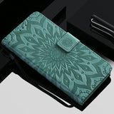 For OPPO A9 2020 A5 2020 Tree Cat Sunflower Butterfly Embossed Leather Case For Realme 5 Pro 5S 5i 3 Pro Flip Wallet Phone Bag