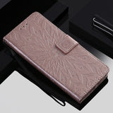 For OPPO A9 2020 A5 2020 Tree Cat Sunflower Butterfly Embossed Leather Case For Realme 5 Pro 5S 5i 3 Pro Flip Wallet Phone Bag