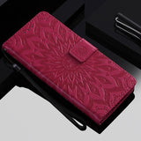 For OPPO A9 2020 A5 2020 Tree Cat Sunflower Butterfly Embossed Leather Case For Realme 5 Pro 5S 5i 3 Pro Flip Wallet Phone Bag