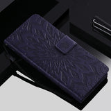 For OPPO A9 2020 A5 2020 Tree Cat Sunflower Butterfly Embossed Leather Case For Realme 5 Pro 5S 5i 3 Pro Flip Wallet Phone Bag
