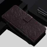 For OPPO A9 2020 A5 2020 Tree Cat Sunflower Butterfly Embossed Leather Case For Realme 5 Pro 5S 5i 3 Pro Flip Wallet Phone Bag