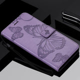 For OPPO A9 2020 A5 2020 Tree Cat Sunflower Butterfly Embossed Leather Case For Realme 5 Pro 5S 5i 3 Pro Flip Wallet Phone Bag