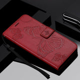 For OPPO A9 2020 A5 2020 Tree Cat Sunflower Butterfly Embossed Leather Case For Realme 5 Pro 5S 5i 3 Pro Flip Wallet Phone Bag