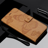 For OPPO A9 2020 A5 2020 Tree Cat Sunflower Butterfly Embossed Leather Case For Realme 5 Pro 5S 5i 3 Pro Flip Wallet Phone Bag