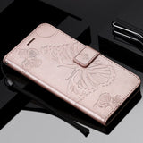 For OPPO A9 2020 A5 2020 Tree Cat Sunflower Butterfly Embossed Leather Case For Realme 5 Pro 5S 5i 3 Pro Flip Wallet Phone Bag