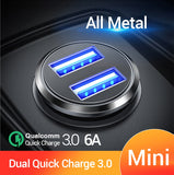 FIVI Dual USB Fast Car Charger All Metal Car Charger PD QC 3.0 Mini Car Phone Charger for iphone 11 pro Samsung huawei xiaomi