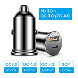 FIVI Dual USB Fast Car Charger All Metal Car Charger PD QC 3.0 Mini Car Phone Charger for iphone 11 pro Samsung huawei xiaomi