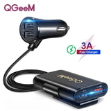 QGEEM 4 USB QC 3.0 Car Charger Quick Charge 3.0 Phone Car Fast Front Back Charger Adapter Car Portable Charger Plug for iPhone