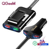 QGEEM 4 USB QC 3.0 Car Charger Quick Charge 3.0 Phone Car Fast Front Back Charger Adapter Car Portable Charger Plug for iPhone