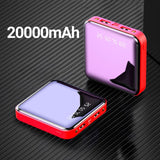 20000mAh Mini Power Bank For Xiaomi Phone 10000 mah Portable Charger LED Mirror Back Power Bank External Battery Pack Powerbank