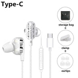 Langsdom D4C Wired Earphone Headphones with Microphone Dual Driver Phone Earphones Type C Ear phones auriculares fone de ouvido