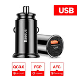 Baseus USB Car Charger Quick Charge 4.0 3.0 QC4.0 QC3.0 QC SCP 5A Type C PD Fast Car USB Charger For iPhone Xiaomi Mobile Phone