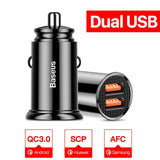 Baseus USB Car Charger Quick Charge 4.0 3.0 QC4.0 QC3.0 QC SCP 5A Type C PD Fast Car USB Charger For iPhone Xiaomi Mobile Phone