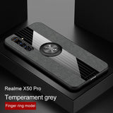 Phone Case for OPPO Realme X50 Pro Case Cover Magnetic Ring Holder Fabric Cloth Soft TPU Frame Shockproof Case for Realme X50 5G