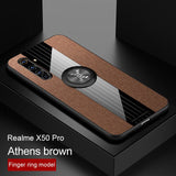 Phone Case for OPPO Realme X50 Pro Case Cover Magnetic Ring Holder Fabric Cloth Soft TPU Frame Shockproof Case for Realme X50 5G