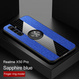 Phone Case for OPPO Realme X50 Pro Case Cover Magnetic Ring Holder Fabric Cloth Soft TPU Frame Shockproof Case for Realme X50 5G