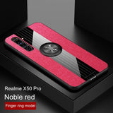 Phone Case for OPPO Realme X50 Pro Case Cover Magnetic Ring Holder Fabric Cloth Soft TPU Frame Shockproof Case for Realme X50 5G